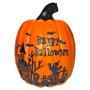 Ceramic Pumpkin with Halloween scary house on front! New